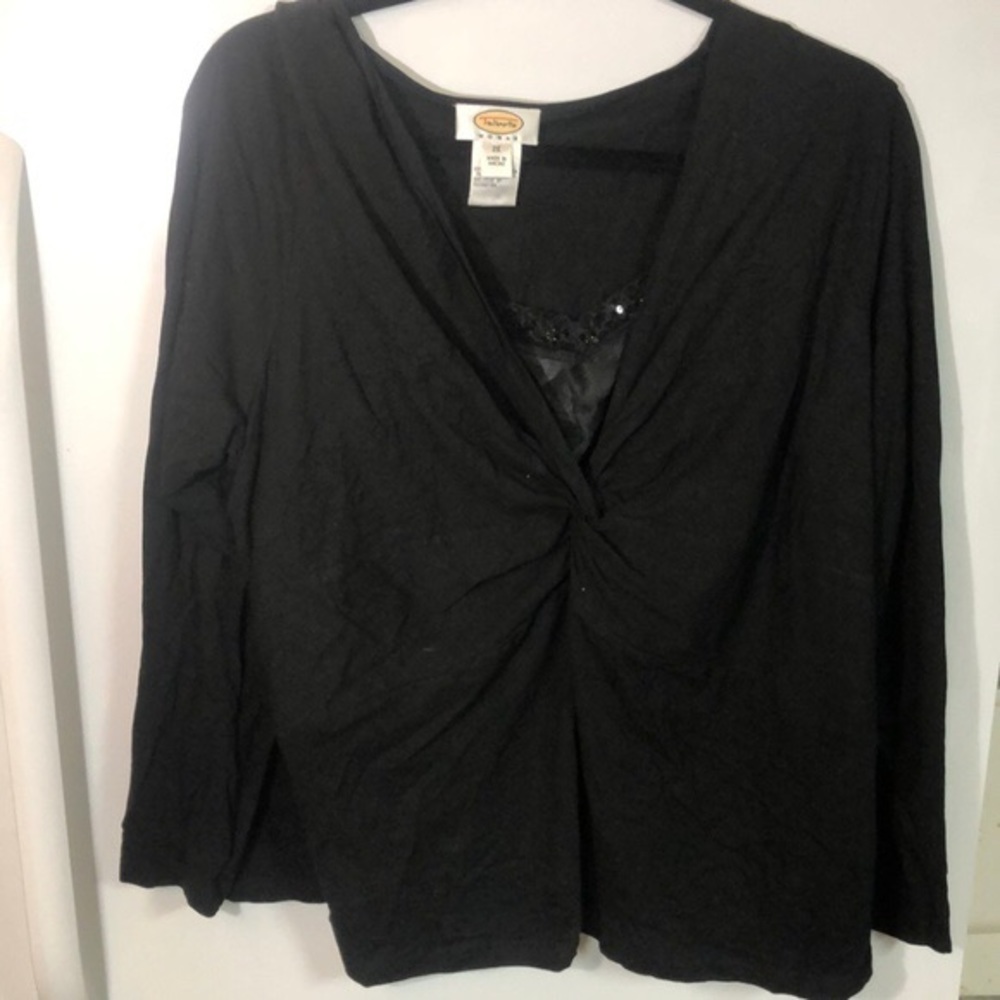 Talbots long sleeve fancy top built in tank 2x
